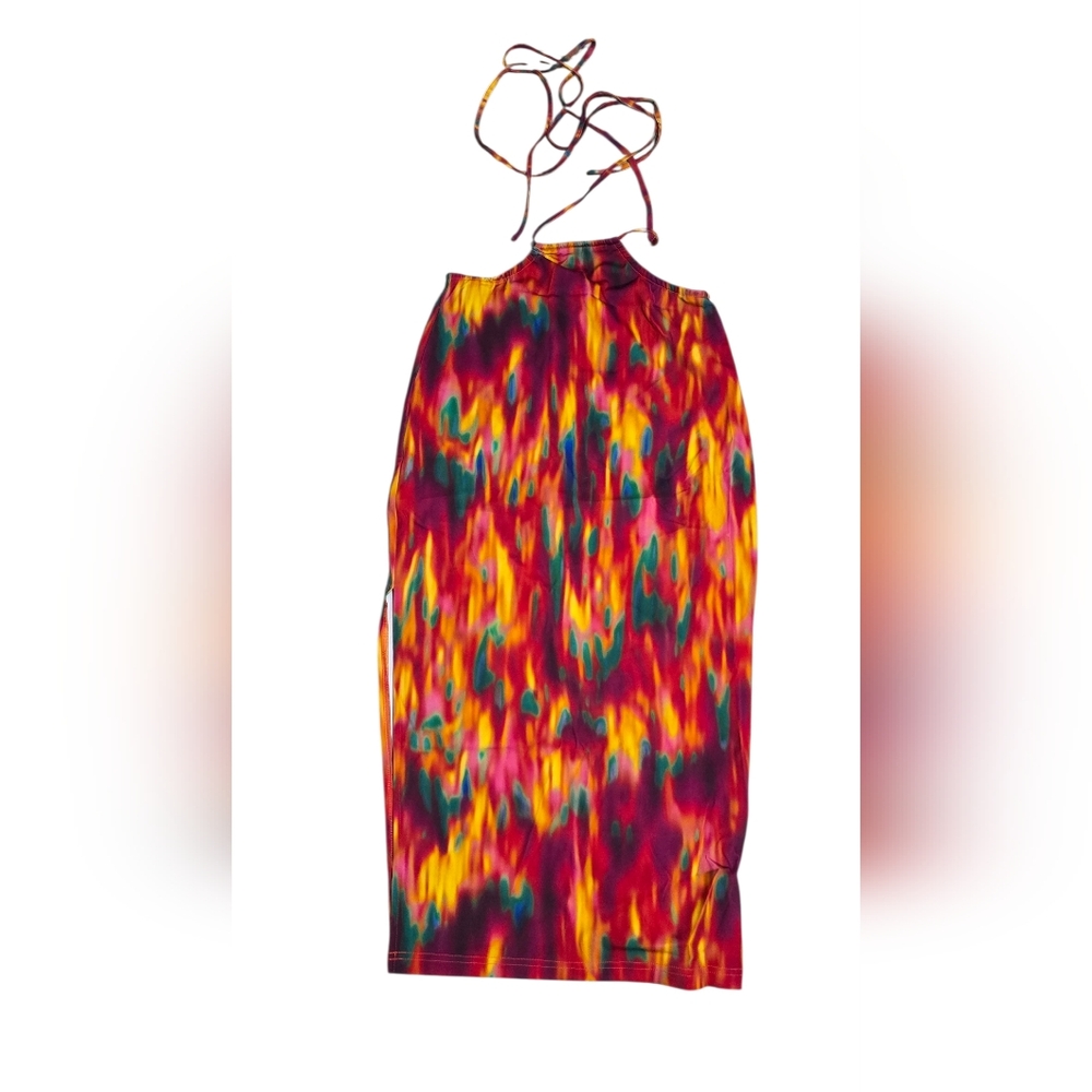 Vibrant Multicolor Halter Dress